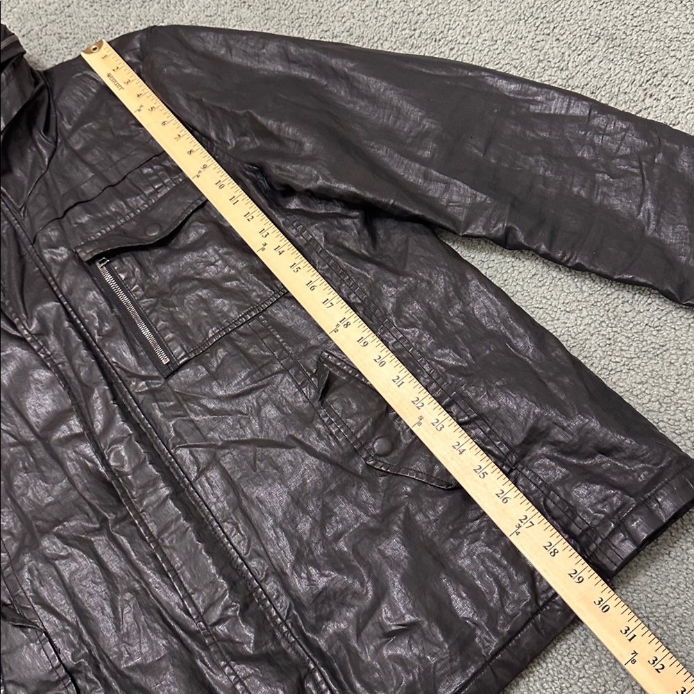 John Varvatos Collection Black Coated Linen Jacket w/ stow hood men’s 56 - Picture 11 of 13
